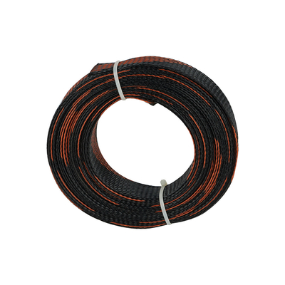 주문 1-100mm 재활용할 수 있는 PET 확장가능한 꼰 슬리빙 검정색 / 주황빛 화염 억제제 온라인 제품